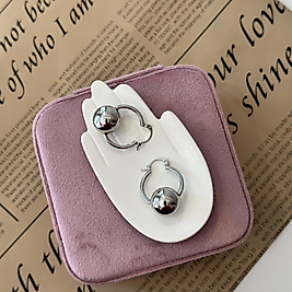 Sallantılı Topçuk Silver Çelik Küpe