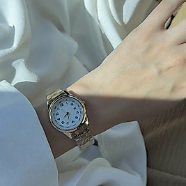 Beyaz Kadran Gold Yuvarlak Saat