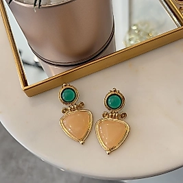 Yeşil Taşlı iri Küpe