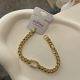 Taşlı Dikdörtgen Çelik Bileklik(14Ayar Renginde)