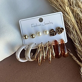 Leopar Kombinli Küpe Seti