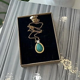 Damla Model Taşlı Çelik Kolye