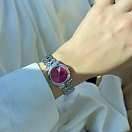 Koyupembe Kadran Yuvarlak Silver Saat