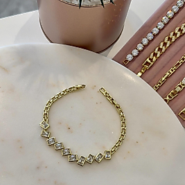 Sıralı Taş Çelik Bileklik(14AyarRenginde)