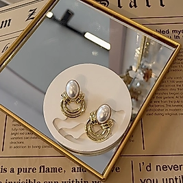 Beyaz Hareli Gold Küpe