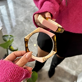 Pembe Detay İri Kemik Bilezik