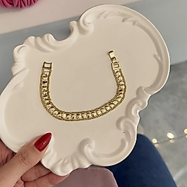 Hasır Kalp Çelik Bileklik(14Ayar Renginde)