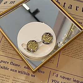 Gold Silver Yuvarlak Ezme Plaka Küpe